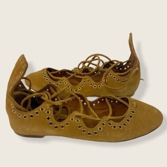 Isabel Marant Leo Lace Up Calfskin Leather Flats Womens Size‎ 35 or 5 Tan Brown - Picture 4 of 12